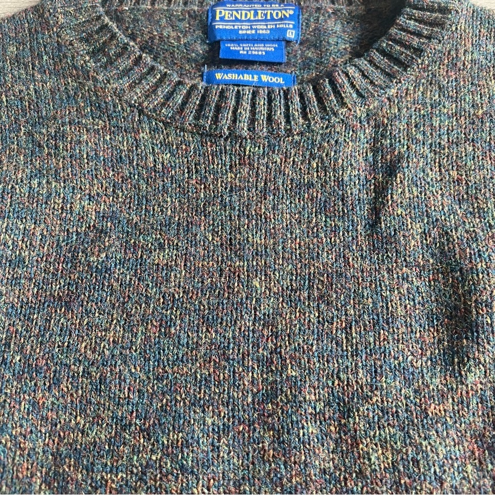 Pendleton Men's Green Wool Multicolor Crewneck Sweater Large - Picture 2 of 4